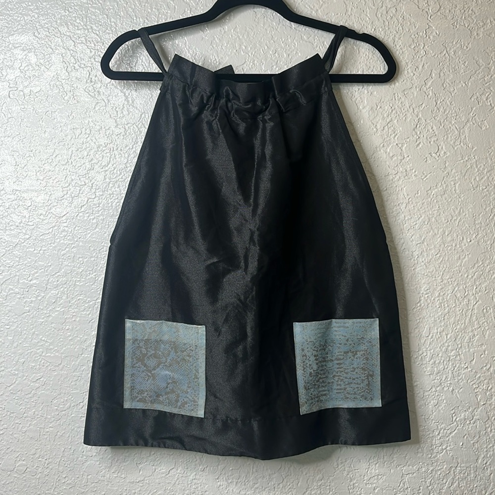 Paskal Black Cinch Ruffle Neck Python Print Pocke… - image 1